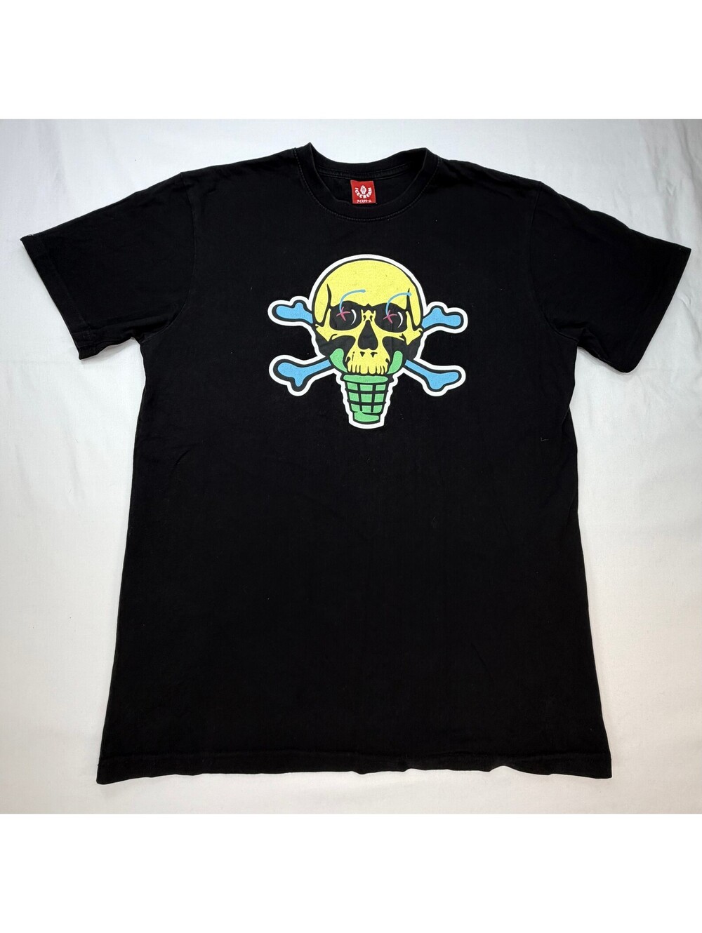 Ice Cream Men's Graphic T-Shirt Skull Crew Neck Short Sleeve Size Medium Black